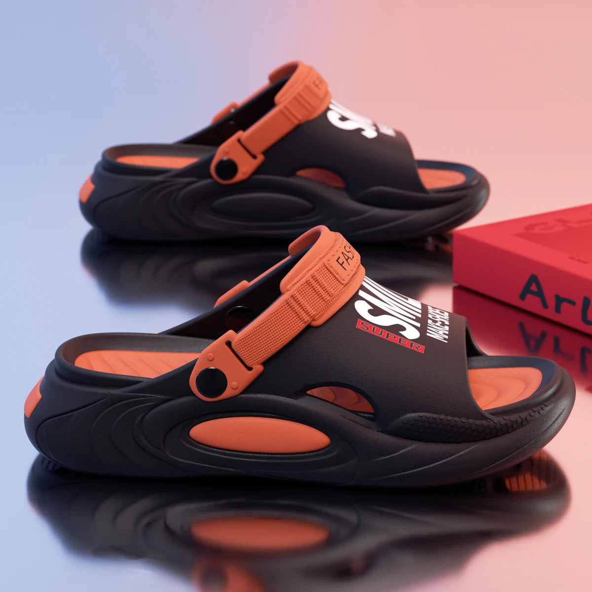 Summer Men Thick Bottom Hole Shoes Beach EVA Platform Slippers Fashion Comfortable Non-Slip Sandals Indoor Outdoor Men Slides