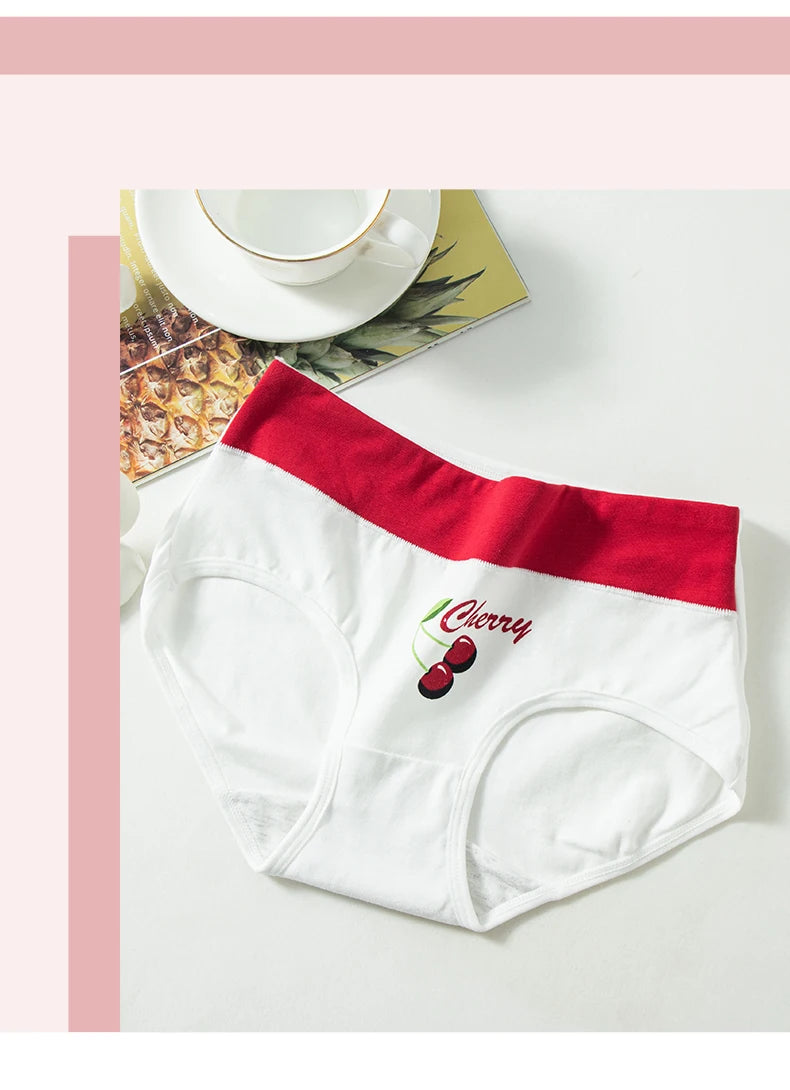 4Pcs/Set High Waist Cotton Panties Women Body Shaper Underwear Seamless Cute Girls Briefs Lucky Red Female Lingerie M-2XL