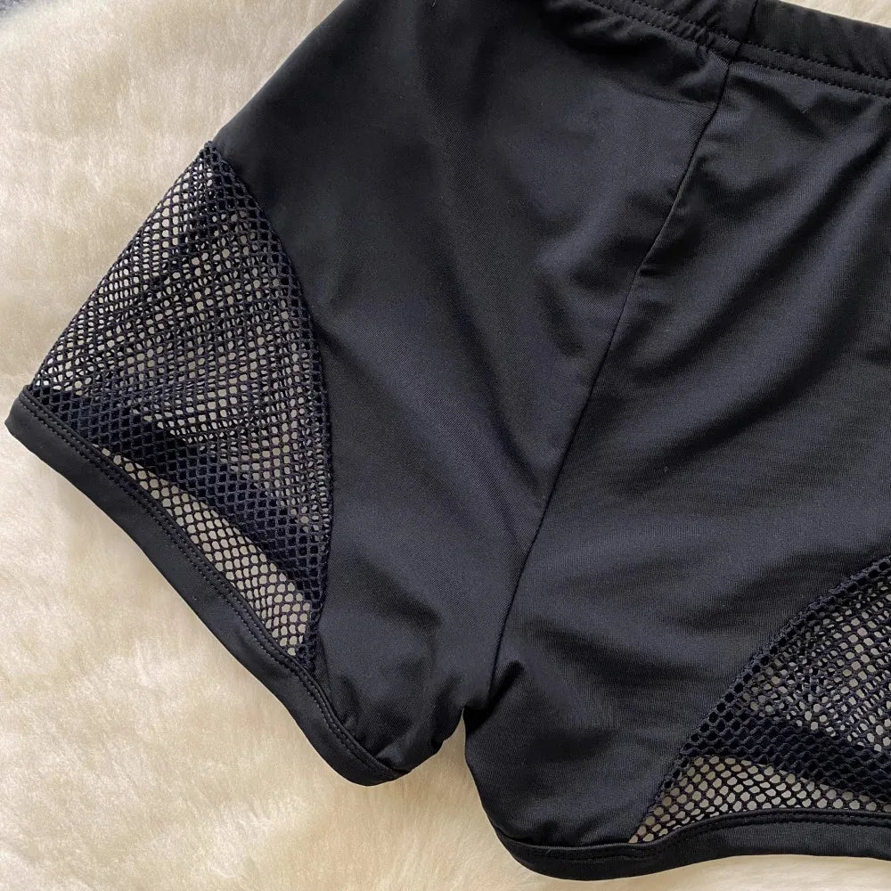 Foamlina Women's Casual Sweatpants Girl's Summer New Sexy Tight Hip Pants Pure Lust Black Grid Patchwork Y2K Street Shorts