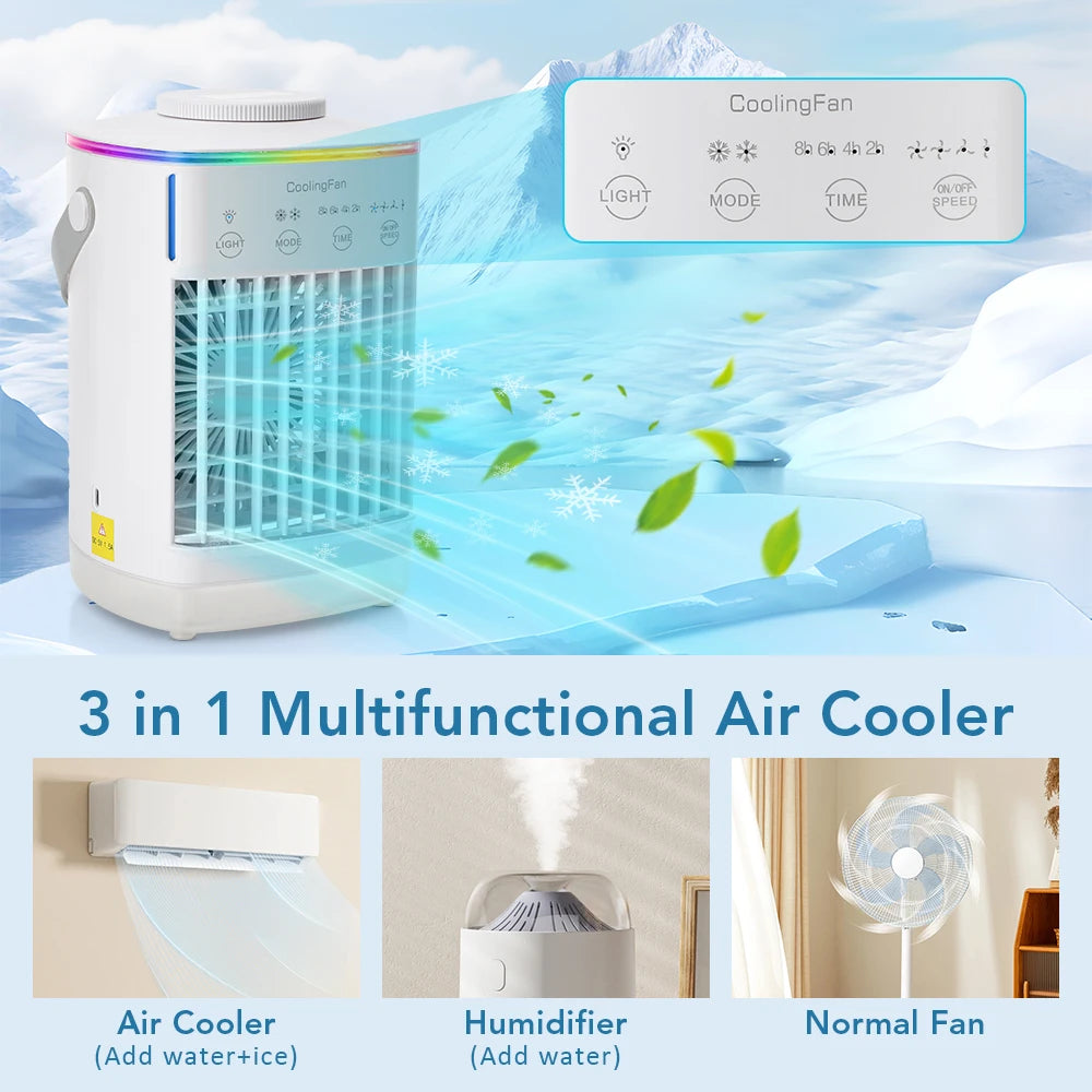 Water cooling fan humidification spray fan small air conditioning office fan home desktop water replenishment humidifier