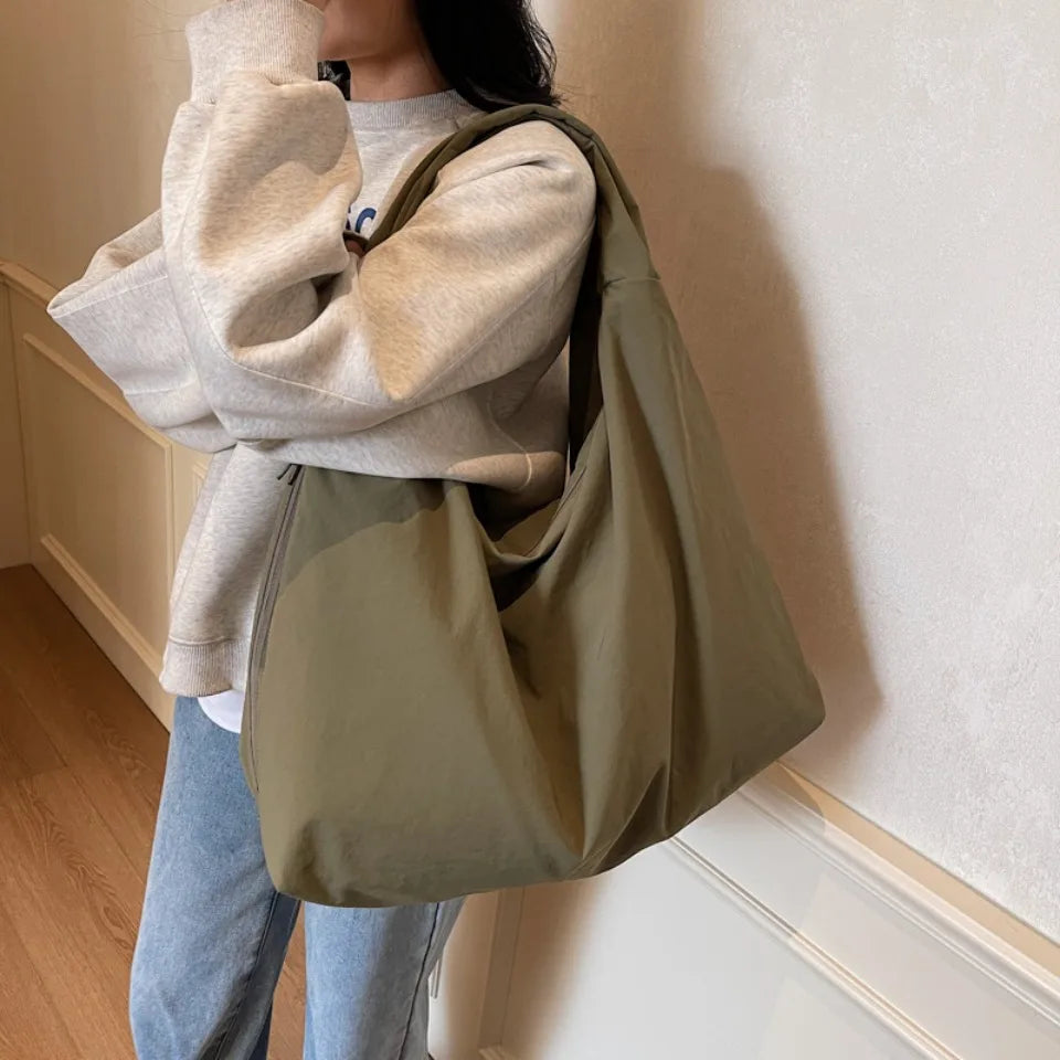 Japanese Fashion Casual Nylon Tote Bag Women 2025 New Style Trend All-match Large Capacity Underarm Bag Commuter Shoulder Bag