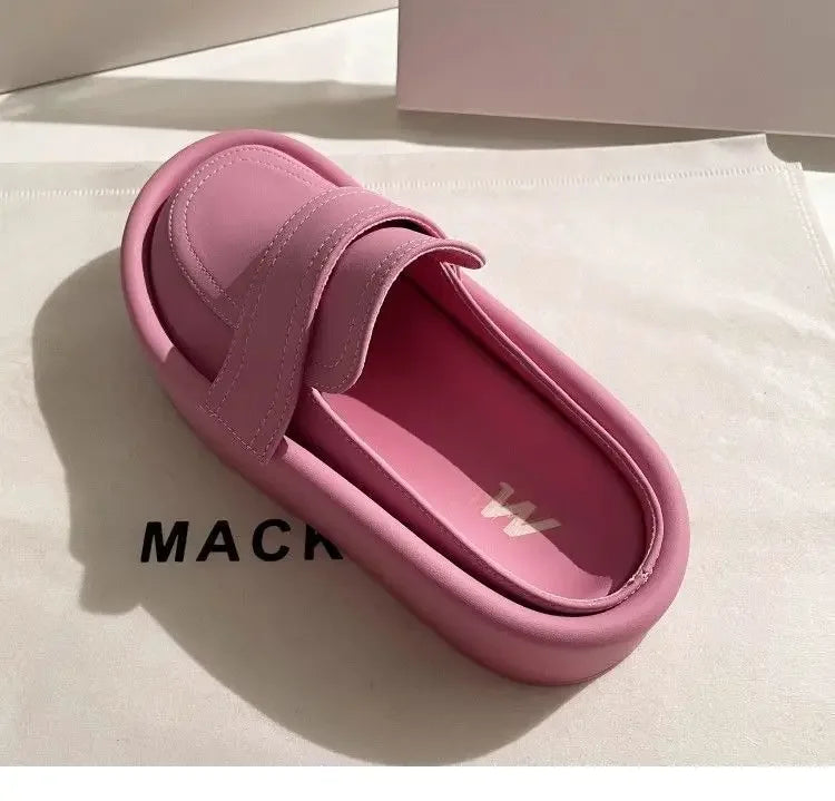 Spring/Summer Soft Bottom Women Slippers Fashionable Outdoor Retro Roman Sandals Casual Lazy Baotou Thick Bottom Half Slippers