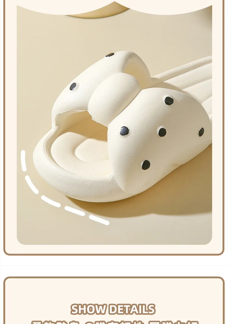 Summer Women's Slippers Kawaii Butterfly Polka Dot Platform Bathroom Anti Slip Cozy Slippers for Outdoor Wear Home Indoor Shoes