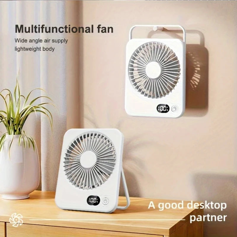 Portable Mini Desk Fan 2025 New USB Charging Rapid Cooling With Digital Display Desktop Air Circulator 5-Speed 180° Adjustable