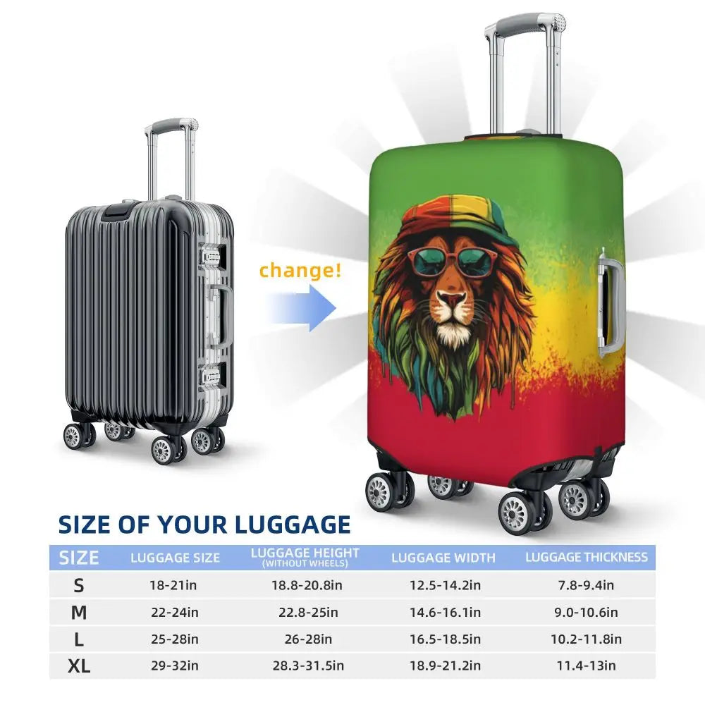 Custom Cute Jamaica Rasta Judah Lion Rastafari Flag Luggage Cover Protector Dust Proof Travel Suitcase Covers