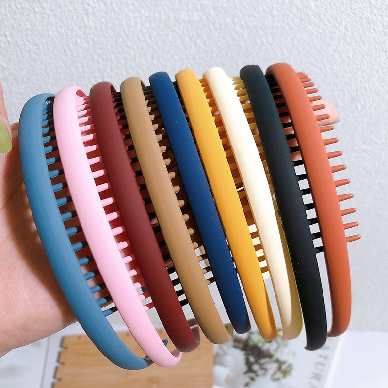 Fashion Solid Color Plastic Hairbands For Women Toothed Wave Combs Non-slip Hair Bands Hair Accessories Girl Face Wash Headbands