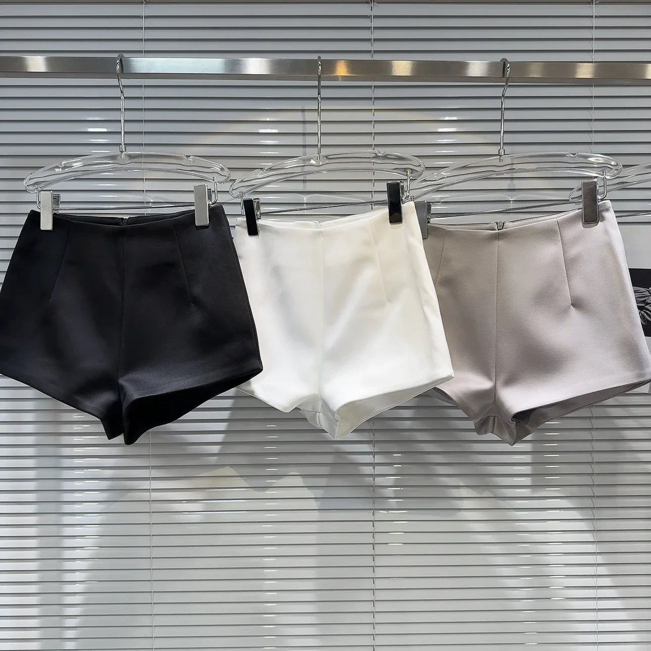 Korean Style Simple High-Waisted A- Line Casual Pants 2024 Spring Versatile Slimming Base Shorts Satin Three-Quarter Length Trou