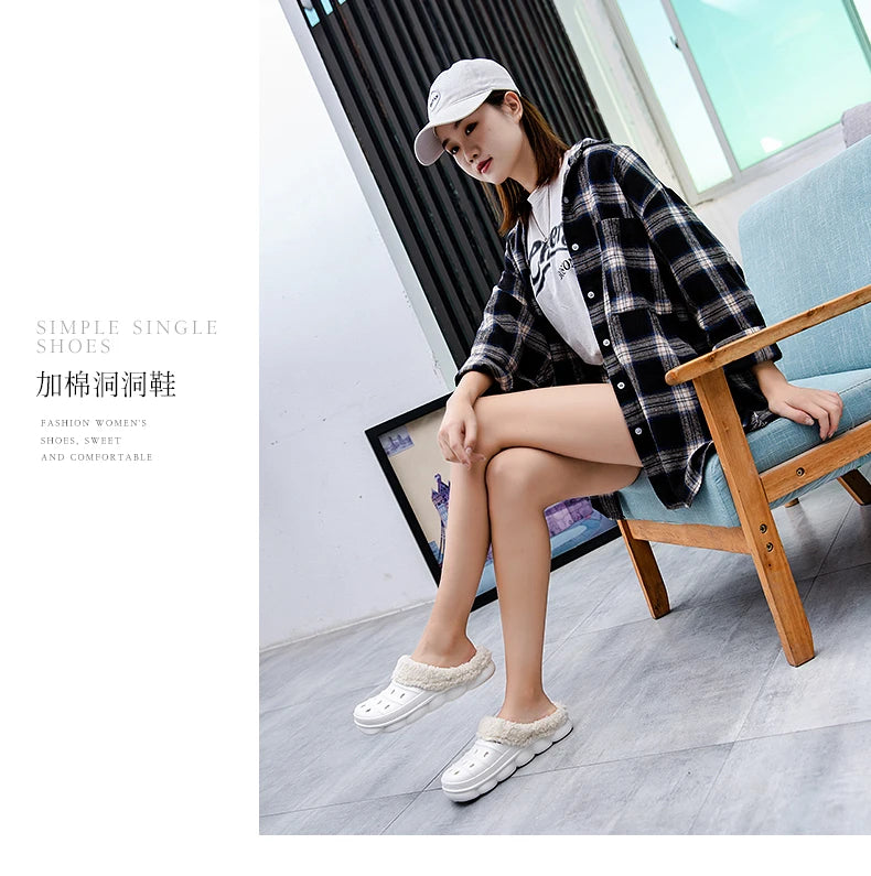 Waterproof cotton slippers for men winter 2024 new cashmere thickened warm waterproof non-slip indoor shoes