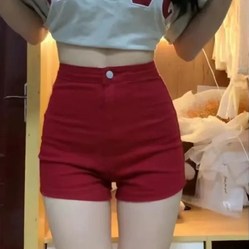 Women's Denim Shorts Summer Red Jorts Female Short Jeans Pants Aesthetic Outfits Fashion Clothing 2024 New In Youthful Luxury XL