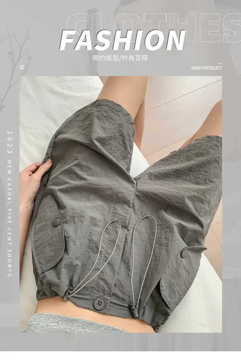 Working Shorts for Women in Summer Thin New Style Khaki A-line Casual Loose Wide-leg Sports Five-point Pants