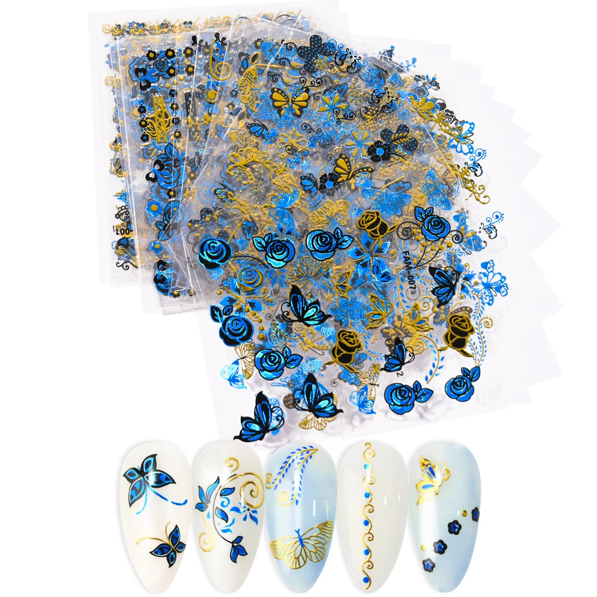 3D Gold Bronzing Moon Star Nail Stickers 20/30pcs Metallic Geometry Line Nail Decals Adhesive Metallic Laser Manicure Slider 6cm