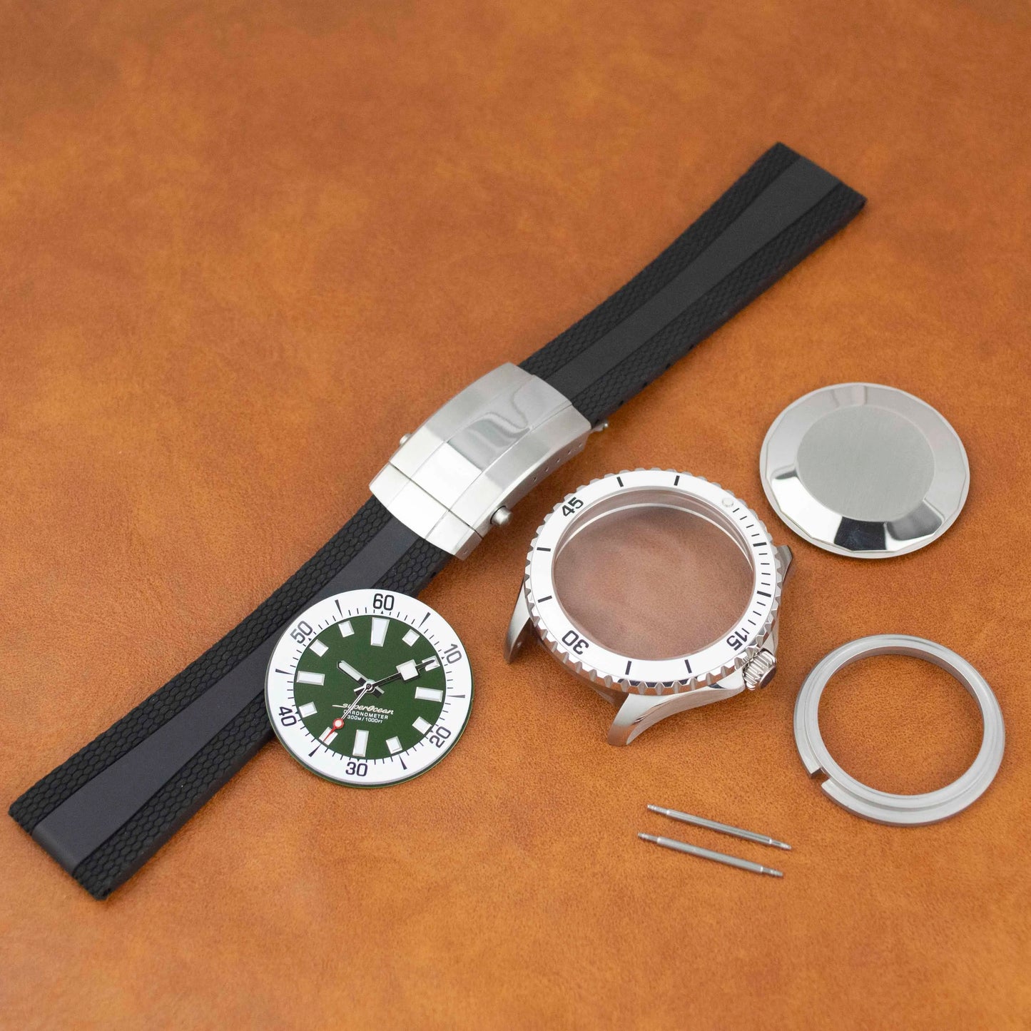 for SUPEROCEAN NH35 Case Rubber Strap Dial Hands 200m Dive Watch Men Stainless Steel Sapphire Crystal fit for NH35 NH36 Movement