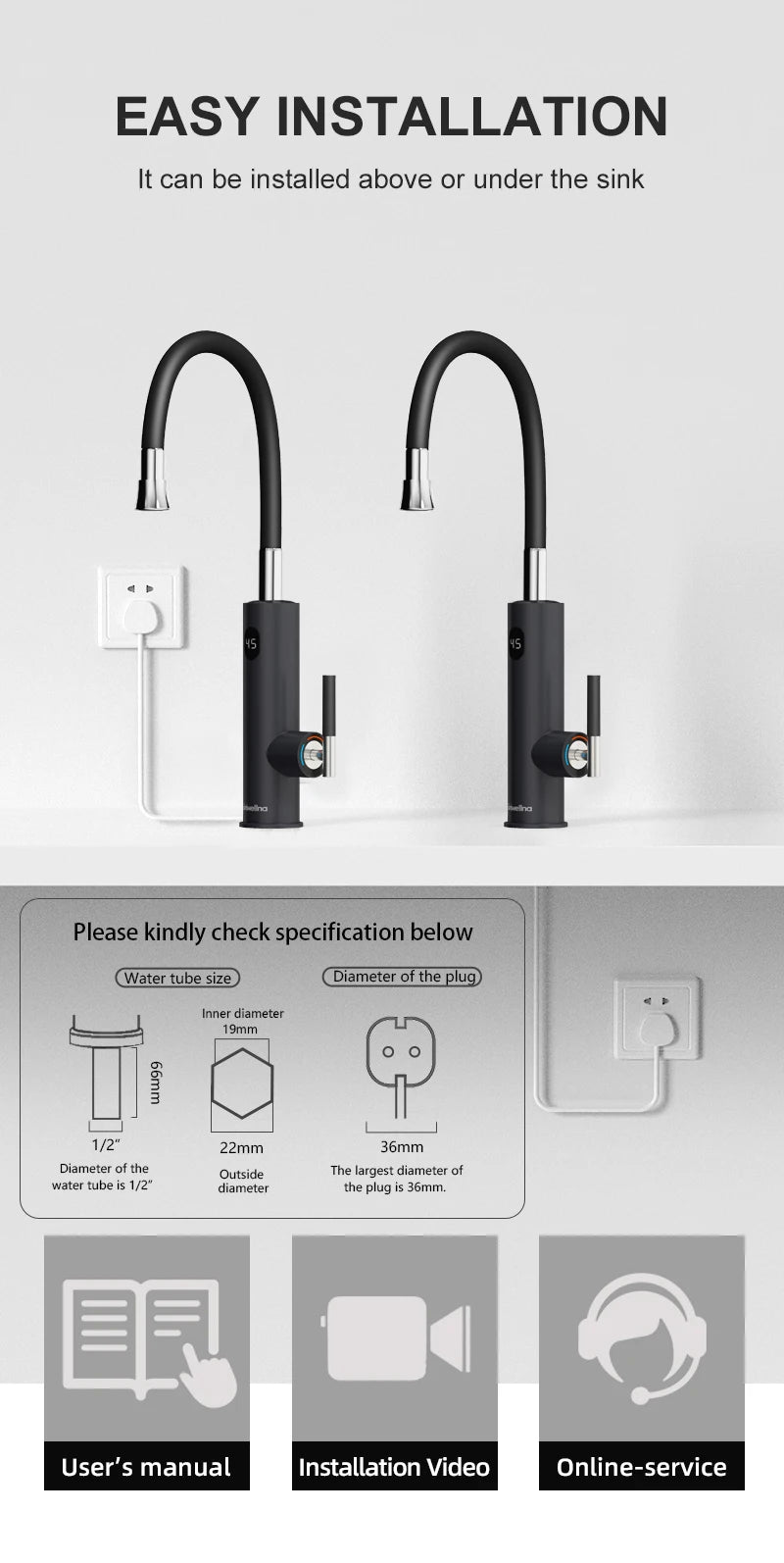 Briwellna Electric Faucet With Universal Spout Water Heater 220V Heating Tap Instant Water Heater Stainless Steel Faucet Geyser