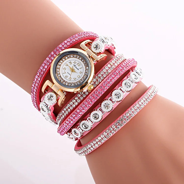 Women Watch Fashion Leather With Diamond Bracelets for Women Clock Ladies Watches Casual Fashion Noble Elegant Relogio Feminino