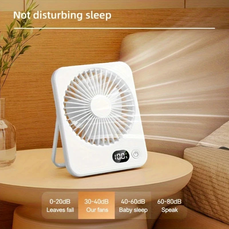 Portable Mini Desk Fan 2025 New USB Charging Rapid Cooling With Digital Display Desktop Air Circulator 5-Speed 180° Adjustable