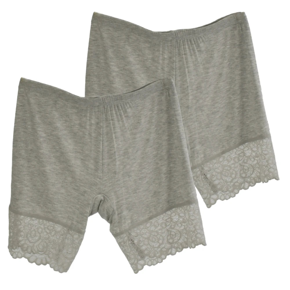 2Pcs Women Plus Big Size Safety With Lace Woman Panties Pants High Waist Shorts Under Female Summer Under Skirt Shorts Modal