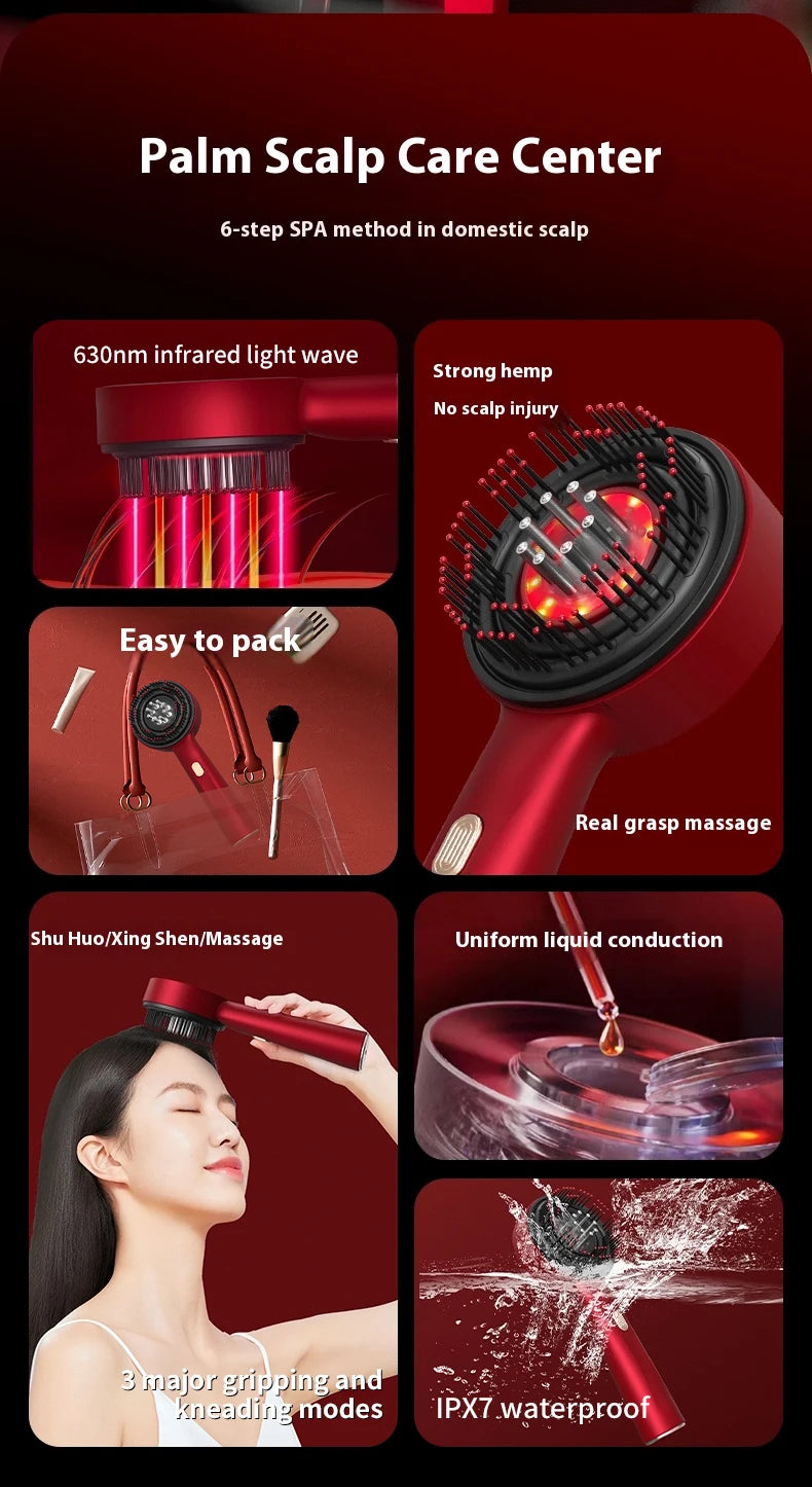 Hair care comb, scalp kneading massager, liquid guide comb, red light hair care comb, electric massage comb