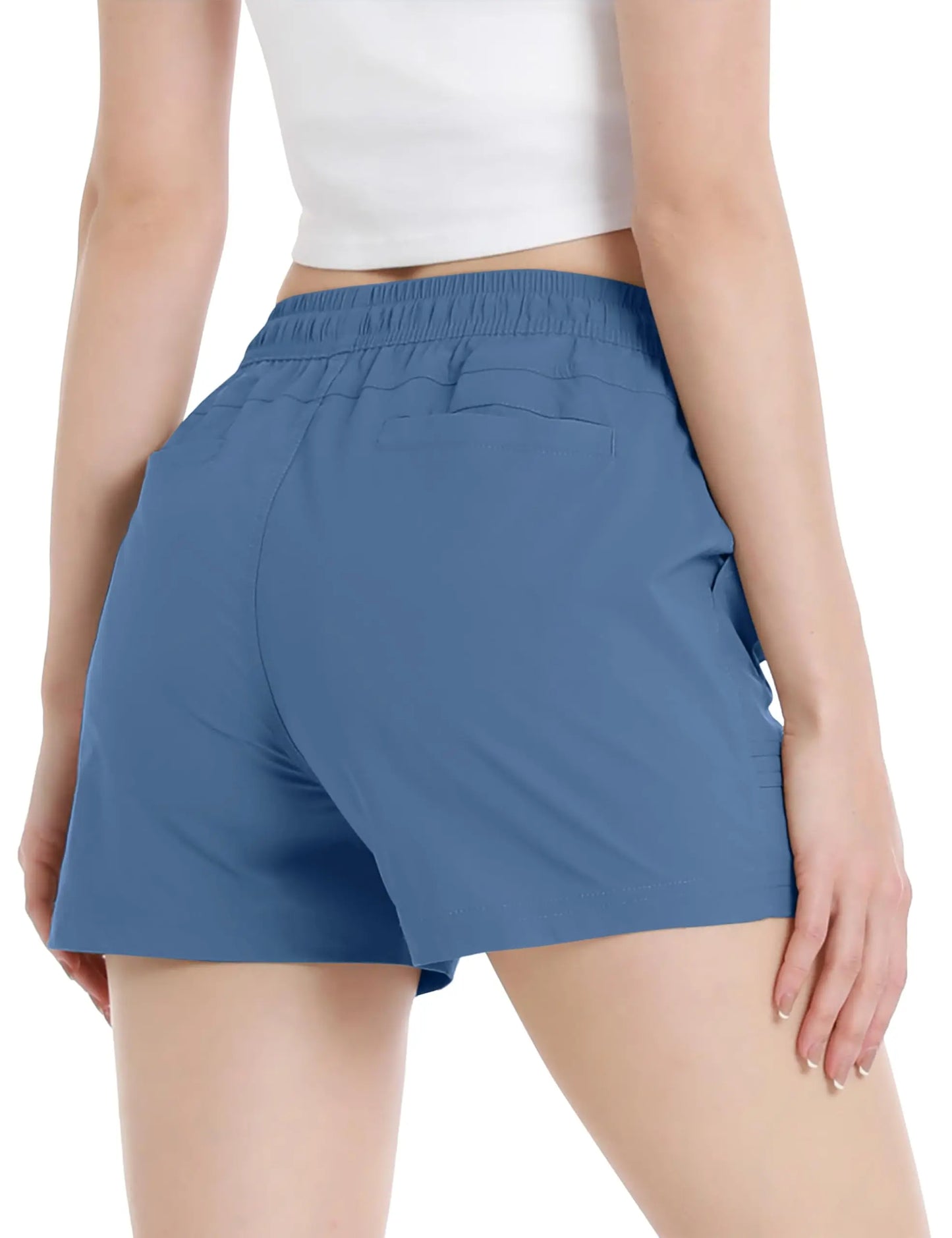 TACVASEN Quick Dry Hiking Cargo Shorts Womens Summer Outdoor Athletic Short Pants Elastic Waist Drawstring 4 Pockets Gym Shorts