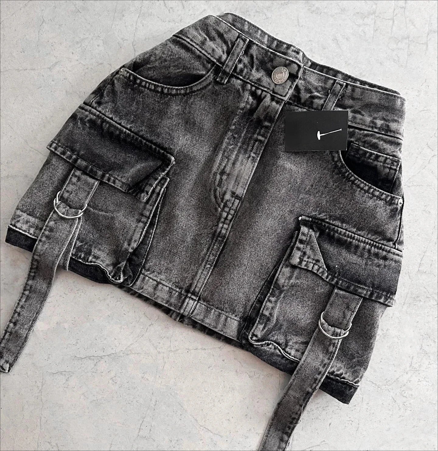 Y2K Short Skirt Fashion Gothic Cargo Baggy Denim Shorts Retro Blue Multi Pocket Denim Shorts Womens High Waist Slim Mini Skirt