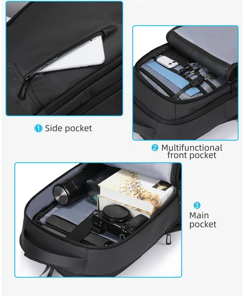 HK Expandable Men's Backpack Waterproof Travel Backpack Lightweight 15.6'' Laptop Bag With USB Port Fashion College School Bags