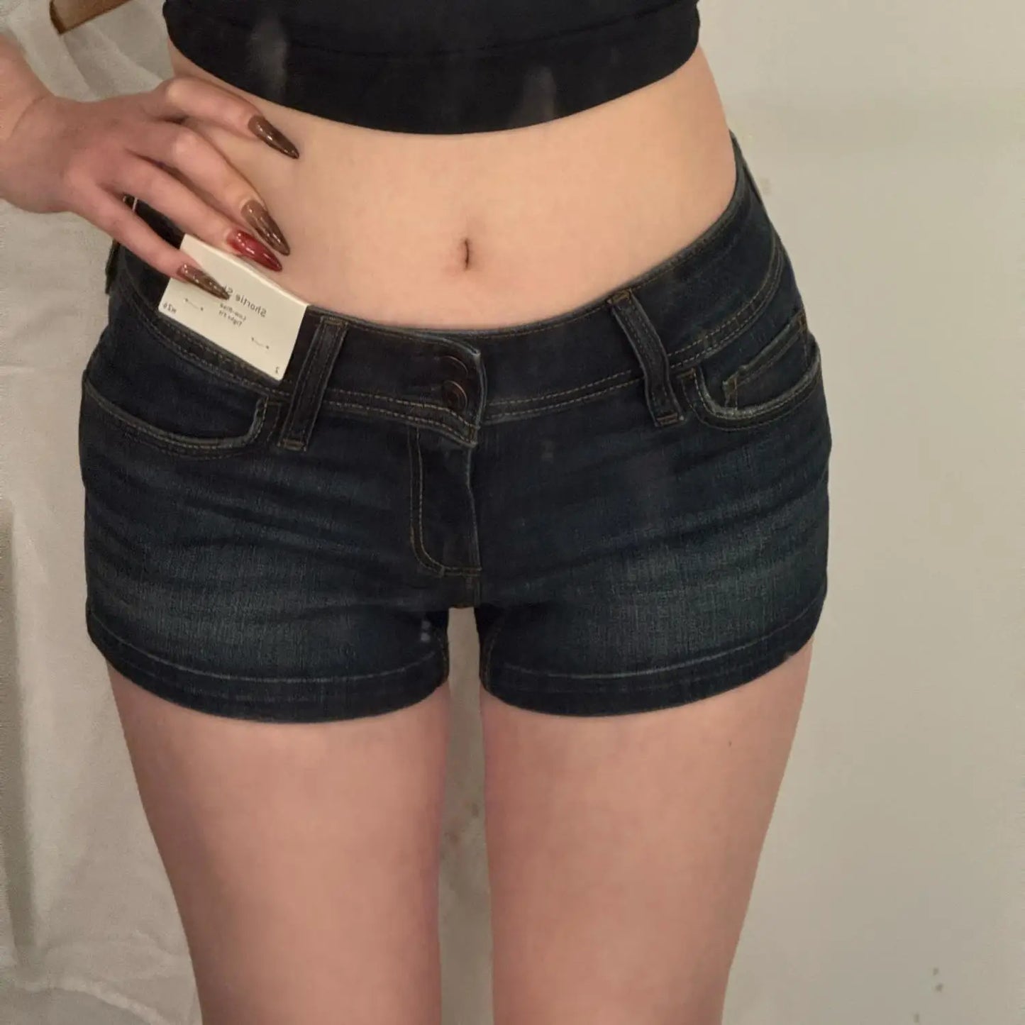 Hot Girl Low Waist Denim Super Short Shorts Women Summer New American Deep Blue High Street Bodycon A- Line Hot Pants