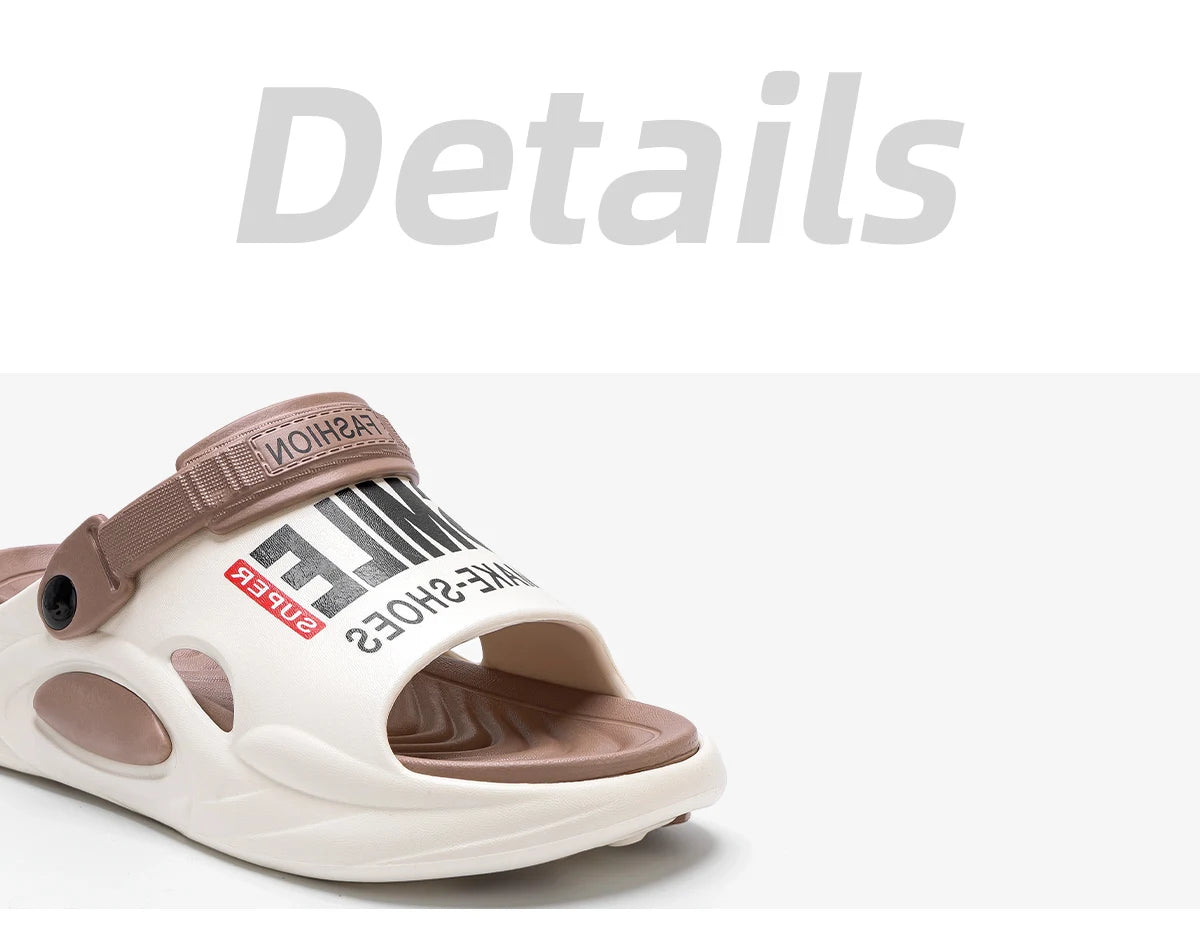 Summer Men Thick Bottom Hole Shoes Beach EVA Platform Slippers Fashion Comfortable Non-Slip Sandals Indoor Outdoor Men Slides