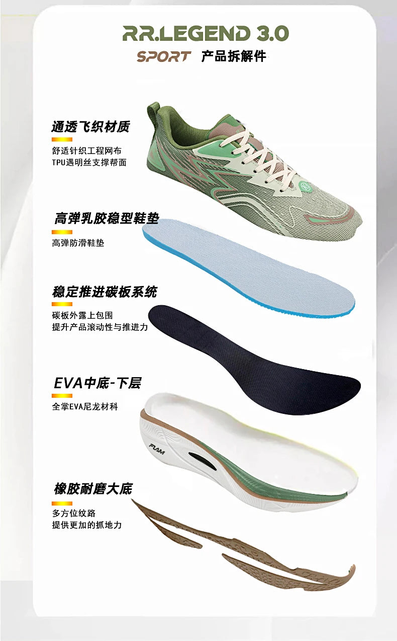 Running Sneakers Men Lightweight Breathable Wear-Resistant Carbon Plate Shoes Comfort Marathon Athletic Sports Shoes for Man