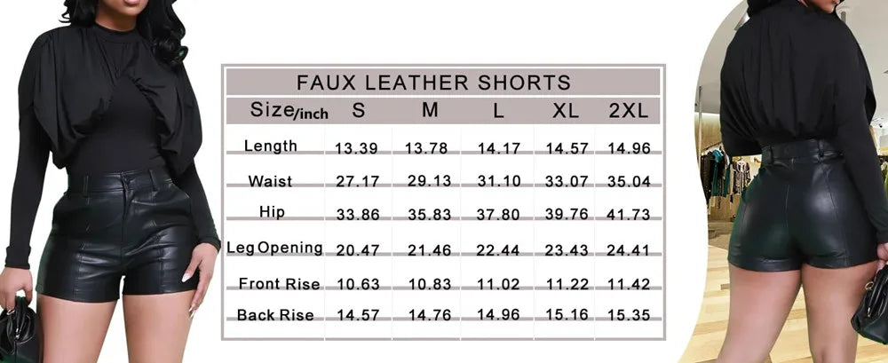 Women's Faux Leather Shorts Sexy High Waist Black PU Leather Shorts Fashion Tight Hip Pants for Female Gifts Drop Shipping