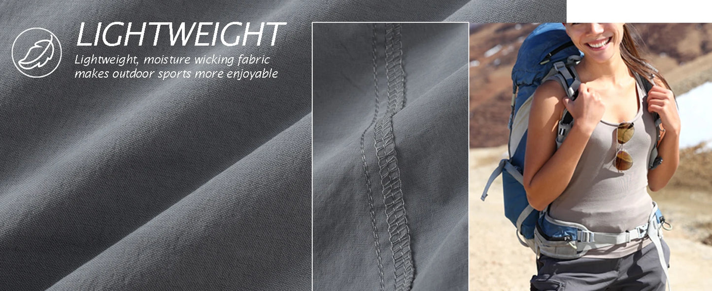 TACVASEN Quick Dry Hiking Cargo Shorts Womens Summer Outdoor Athletic Short Pants Elastic Waist Drawstring 4 Pockets Gym Shorts