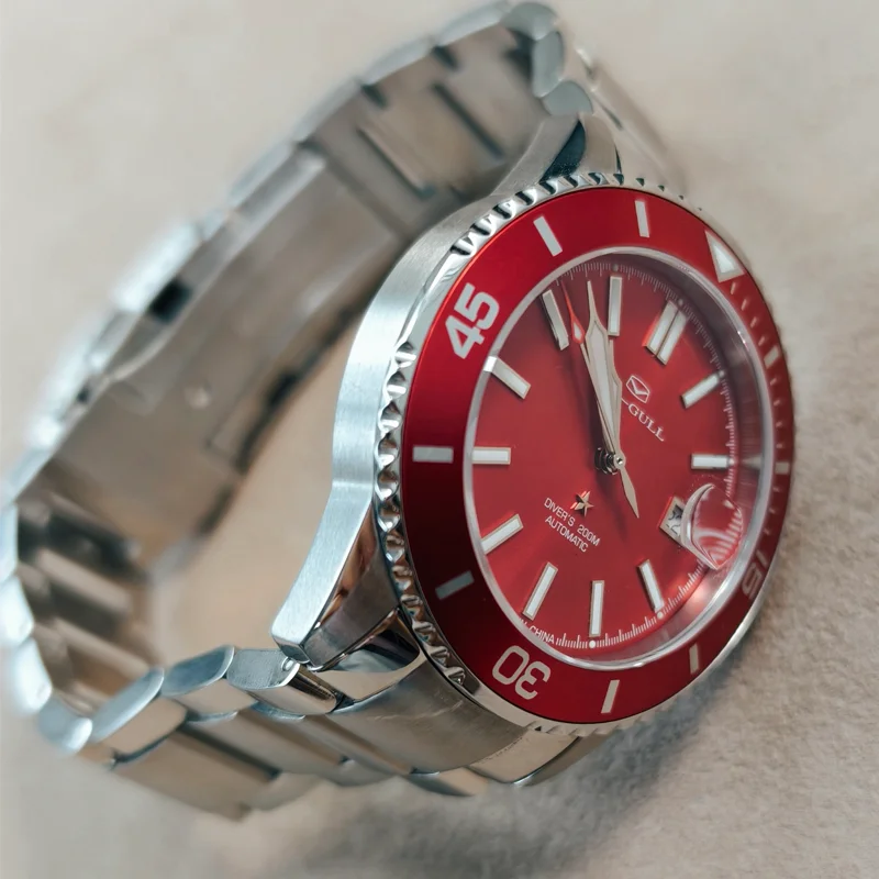Seagull Men's Automatic Mechanical Watch Ocean Series 200m Waterproof Diving Wristwatch Luxury Red Watch Luminous Sapphire 1523