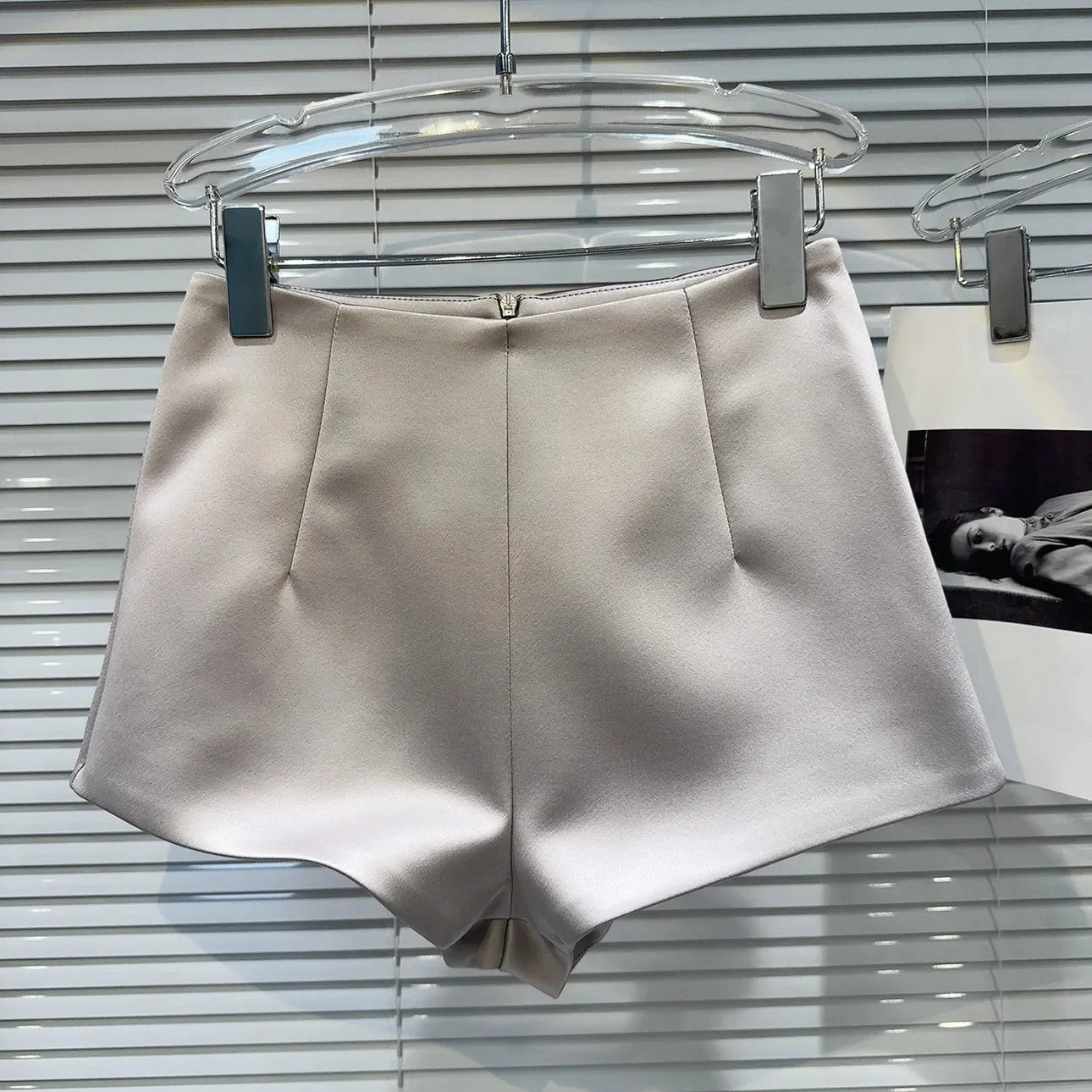 Korean Style Simple High-Waisted A- Line Casual Pants 2024 Spring Versatile Slimming Base Shorts Satin Three-Quarter Length Trou