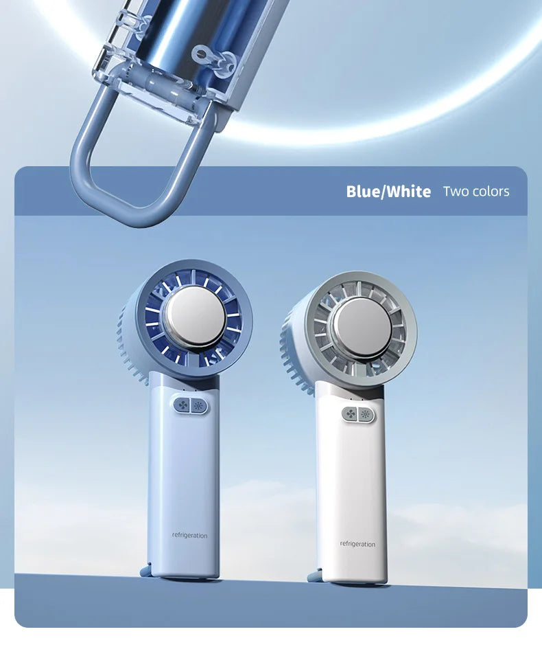 Portable Ice Compress Mini Fan with Hook 3-speed Wind Adjustable USB Rechargeable High-speed Handheld Turbo Fan 3S Fast Cooling