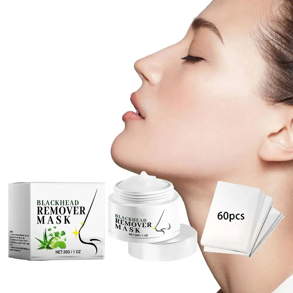 White Blackhead Remover Cream Paper Plant Pore Strips Nose Acne Cleansing Black Dots Peel Off Mud Mask Treatments Skin Care 30g
