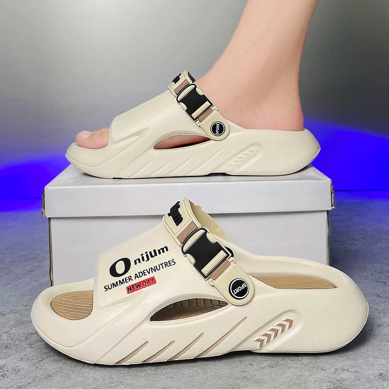 New Men's Slippers Outdoor Sandals Beach Comfortable Soft Slides Indoor Slippers Casual Shoes Men Outdoor Sandals Big Size 46 47