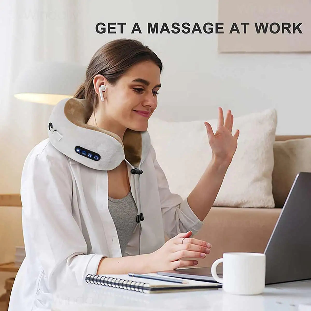 Portable U-Shape Neck Pillow Massage Machine Heat Vibrater Shoulder Neck Muscle Relax Electric Massager Instrument USB Charging