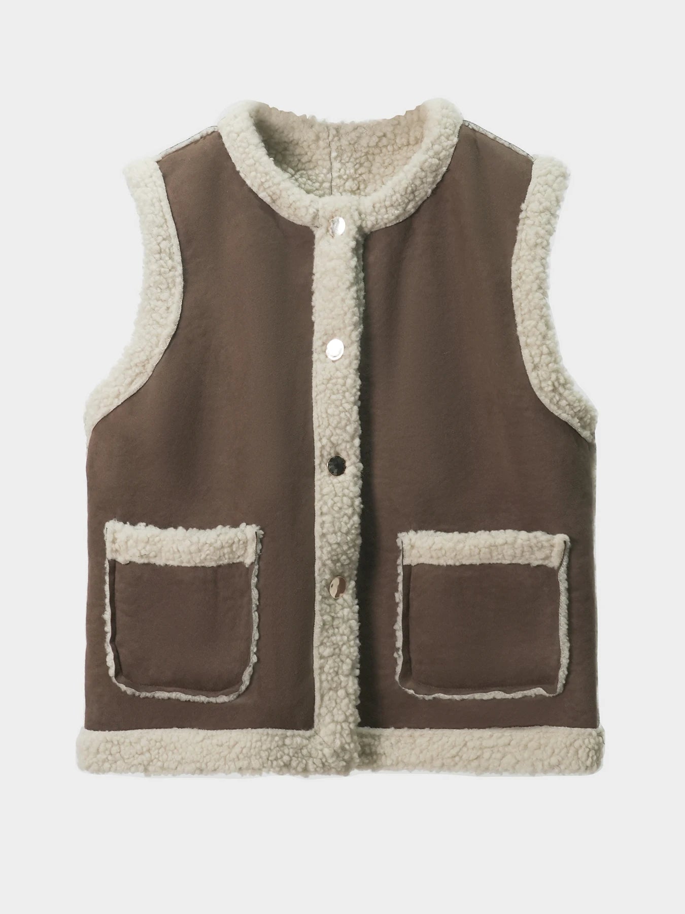 Imitation Lamb Hair Vest Women's Autumn Winter New Style Outwear Warm Suede Vest Thickened Insulation Brown Top Coat For Women