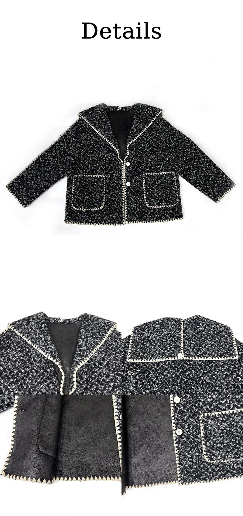 Women's Autumn Winter Coat Navy Collar Casual Fashion Thick Coat Faux Fur Jacket JFB14-24072