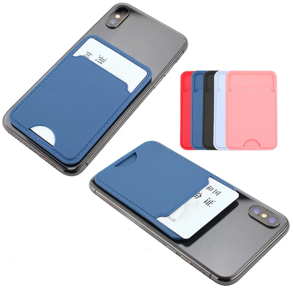 New Phone Wallet Stick on Credit Card Holder Phone Pocket for All Solid Colour Back Cards Holder Phone Card Holder Wallet Case