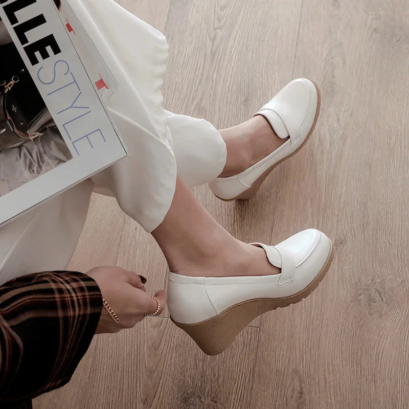 Slip On Gold  Heels Comfortable High-Heeled Shoes Shallow Mouth Pointed Pumps Sweet Sandals Ladies Clogs Wedge 2025 Slip-On Lace