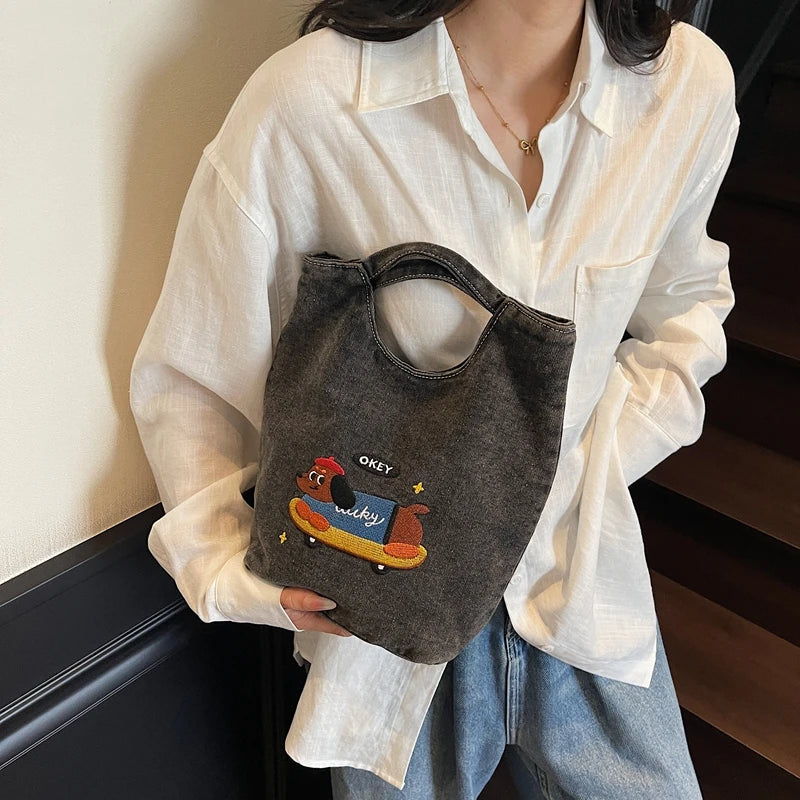 American Retro Japanese Style Tote Bag 2025 New Large Capacity Korean Commuting Portable Bucket Bag Relaxed Feeling Women's Bag