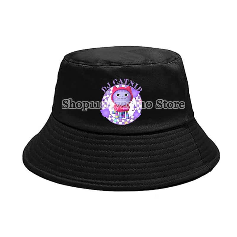 Gabby Dollhouse Bucket Hat Cotton Children Pot Flat Shade Sun Protection Spring Autumn Hats Cartoon Parent-Child Headdress Gift