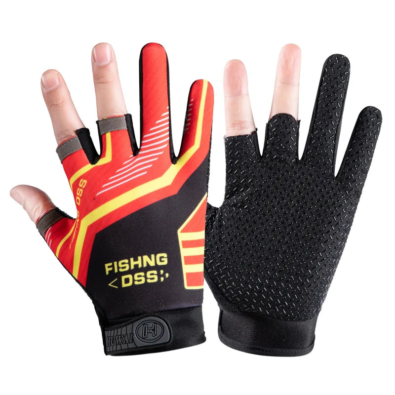Fishing gloves, summer thin style, sun protection, quick drying, men's and women's dew, three finger breathable, anti piercing,