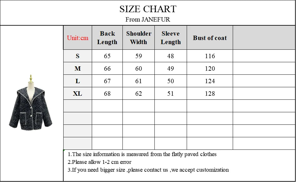 Women's Autumn Winter Coat Navy Collar Casual Fashion Thick Coat Faux Fur Jacket JFB14-24072