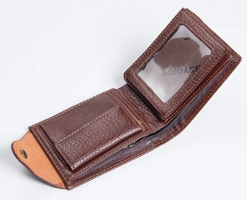 Men's Vintage PU Leather Wallet, Compact Card Holder & Purse, Durable Casual Slim Design with Metal Hasp