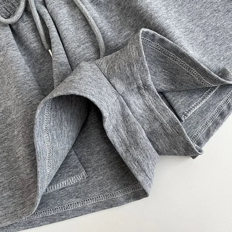 High Waist Drawstring Elastic Shorts Casual Sports Hot Pants Women's Summer New Letter Print Slimming Fake Two-Piece Pants