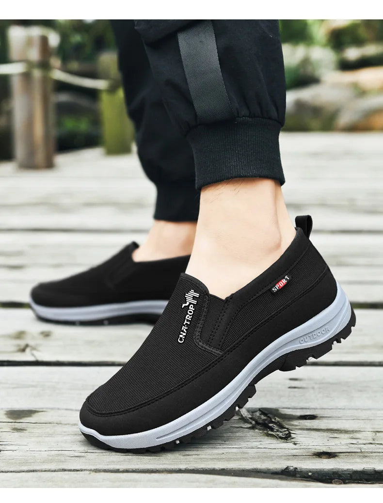 Men's Casual Loafers, Sneakers, Mesh Breathable Retro Driving Shoes, Slip-on Vulcanized Soft Soles, Non-slip Solid Color Shoes