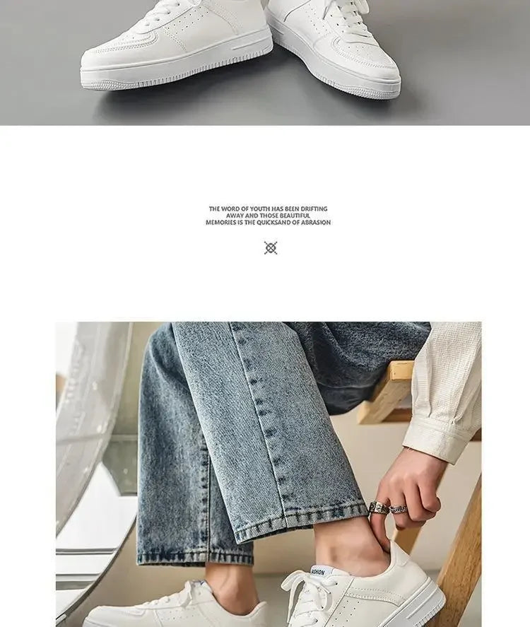 **2025 New White Shoes for Men's Spring Youth Casual Versatile Men's Shoes for Students Pure White Sports Board Shoes