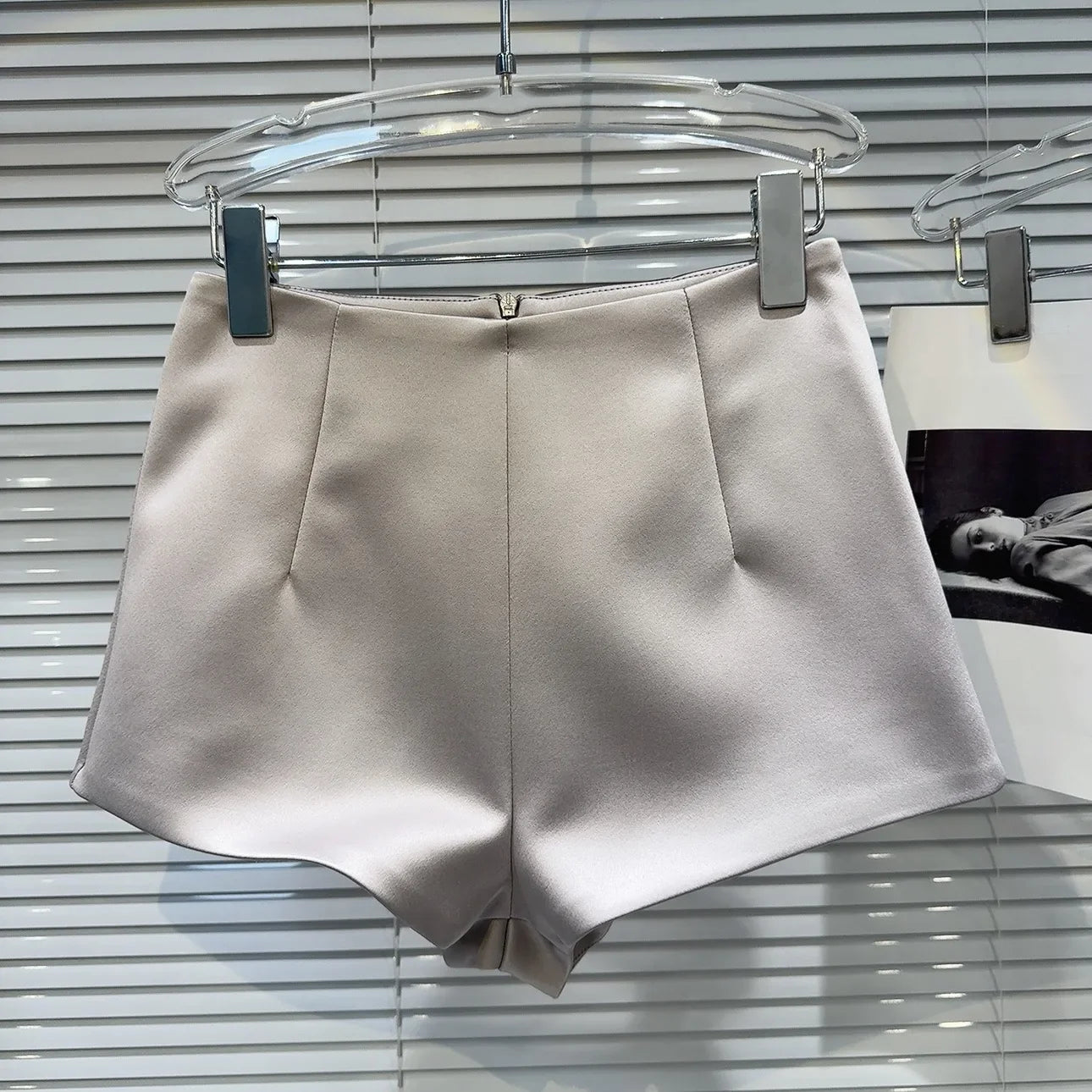 Korean Style Simple High-Waisted A- Line Casual Pants 2024 Spring Versatile Slimming Base Shorts Satin Three-Quarter Length Trou