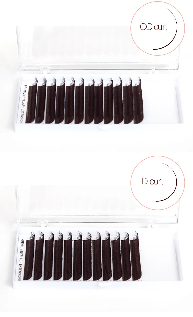 H&L SINCE 1990 12 Rows Dark Brown Individual False Eyelashes Fake Lashes Eyelashes Extensions Supplies Makeup Tools