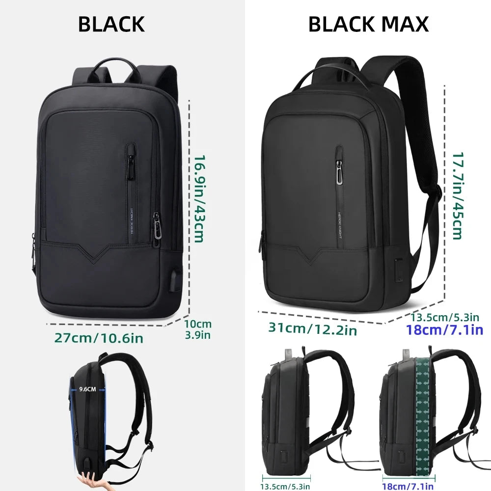 HK Expandable Men's Backpack Waterproof Travel Backpack Lightweight 15.6'' Laptop Bag With USB Port Fashion College School Bags